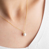 Dainty Pearl Necklace, Single Pearl Necklace, Sterling Silver White Pearl Pendant, Bridal Shower, Bride, Bridesmaid, Wedding, New Mom Gift