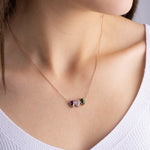 Family Birthstone Necklace, Dainty November - October Birthstone, Personalised Crystal Pendant, Anniversary, New Mom, Mother of Bride Gift