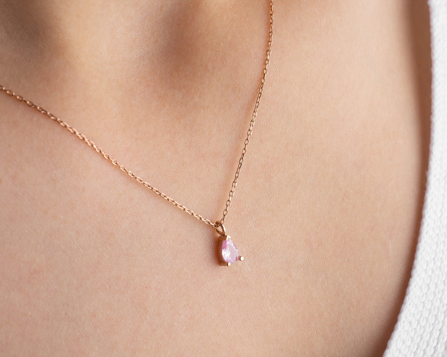 February Birthstone Necklace, Amethyst Birthstone Necklace, February Birthday Gift for Women, Teardrop Birthstone Pendant, Mothers Day Gift