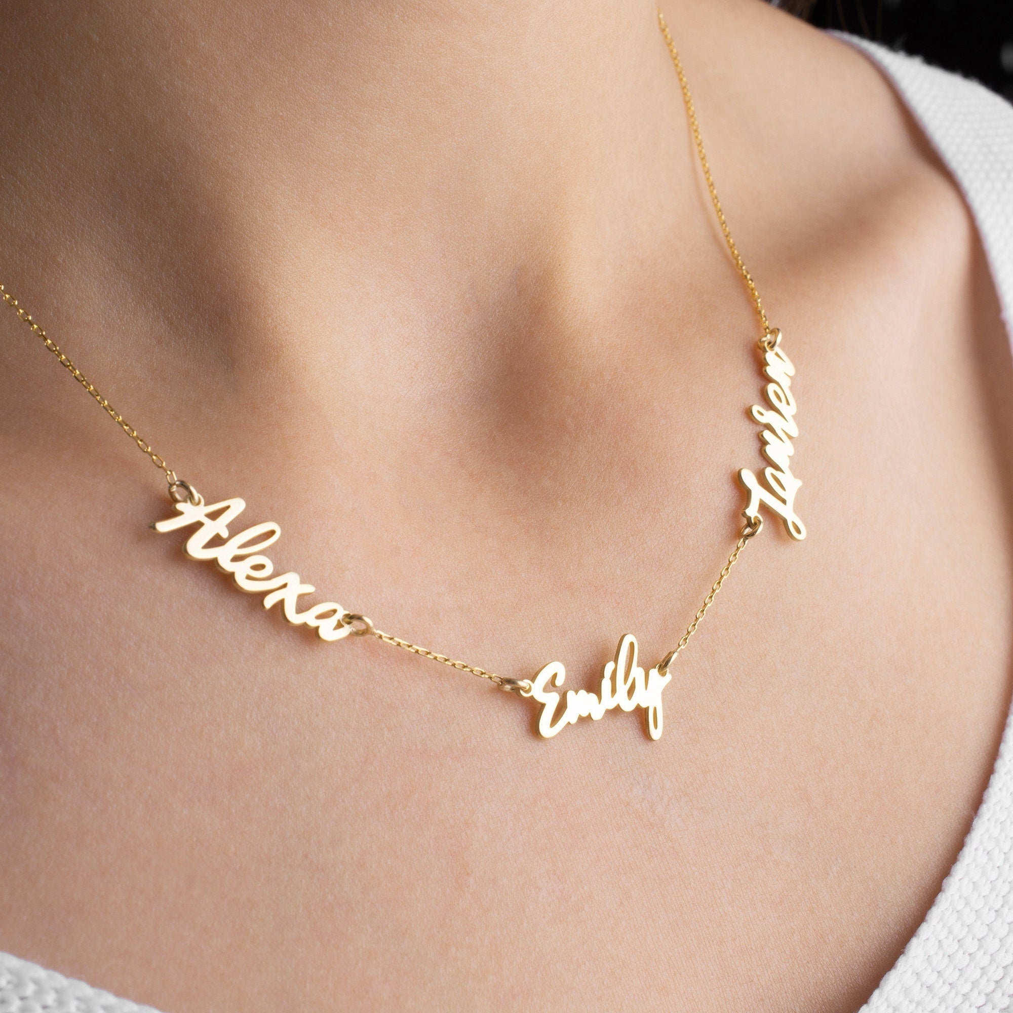 Two Name Necklace, Double Name Necklace, Three Name Jewellery, Multiple Name Necklace, Gold Name Necklace, Mother Necklace, Mama Necklace