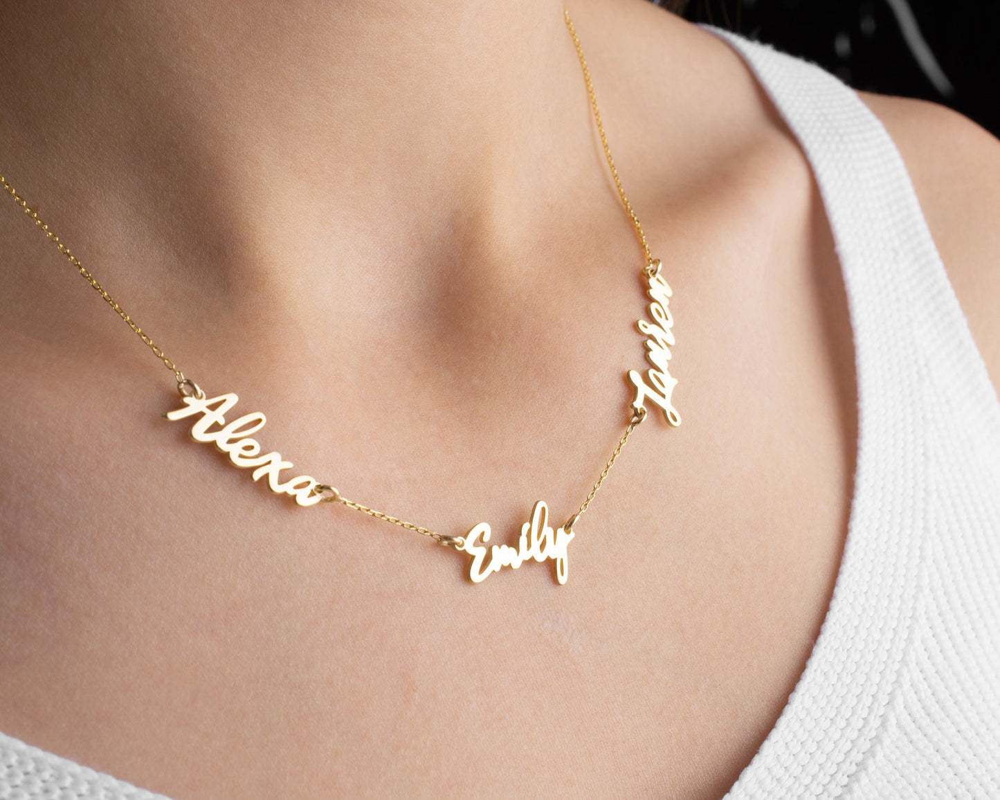 Two Name Necklace, Double Name Necklace, Three Name Jewellery, Multiple Name Necklace, Gold Name Necklace, Mother Necklace, Mama Necklace