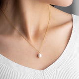 Dainty Pearl Necklace, Single Pearl Necklace, Sterling Silver White Pearl Pendant, Bridal Shower, Bride, Bridesmaid, Wedding, New Mom Gift