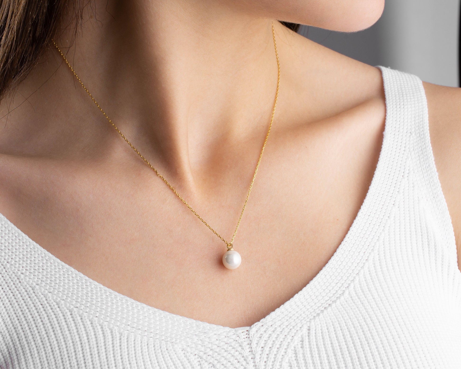 Dainty Pearl Necklace, Single Pearl Necklace, Sterling Silver White Pearl Pendant, Bridal Shower, Bride, Bridesmaid, Wedding, New Mom Gift