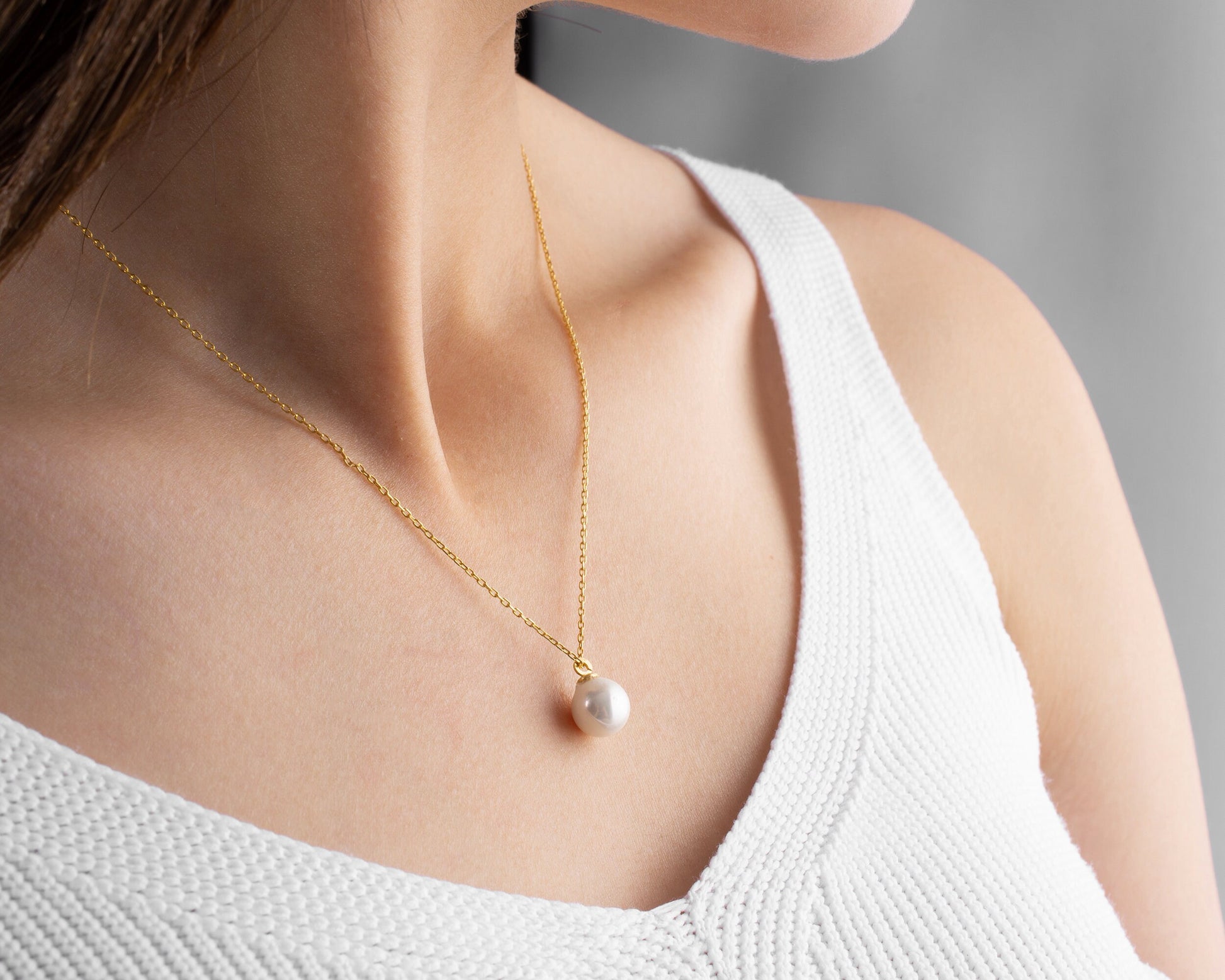 Dainty Pearl Necklace, Single Pearl Necklace, Sterling Silver White Pearl Pendant, Bridal Shower, Bride, Bridesmaid, Wedding, New Mom Gift