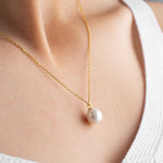 Dainty Pearl Necklace, Single Pearl Necklace, Sterling Silver White Pearl Pendant, Bridal Shower, Bride, Bridesmaid, Wedding, New Mom Gift