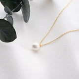 Dainty Pearl Necklace, Single Pearl Necklace, Sterling Silver White Pearl Pendant, Bridal Shower, Bride, Bridesmaid, Wedding, New Mom Gift