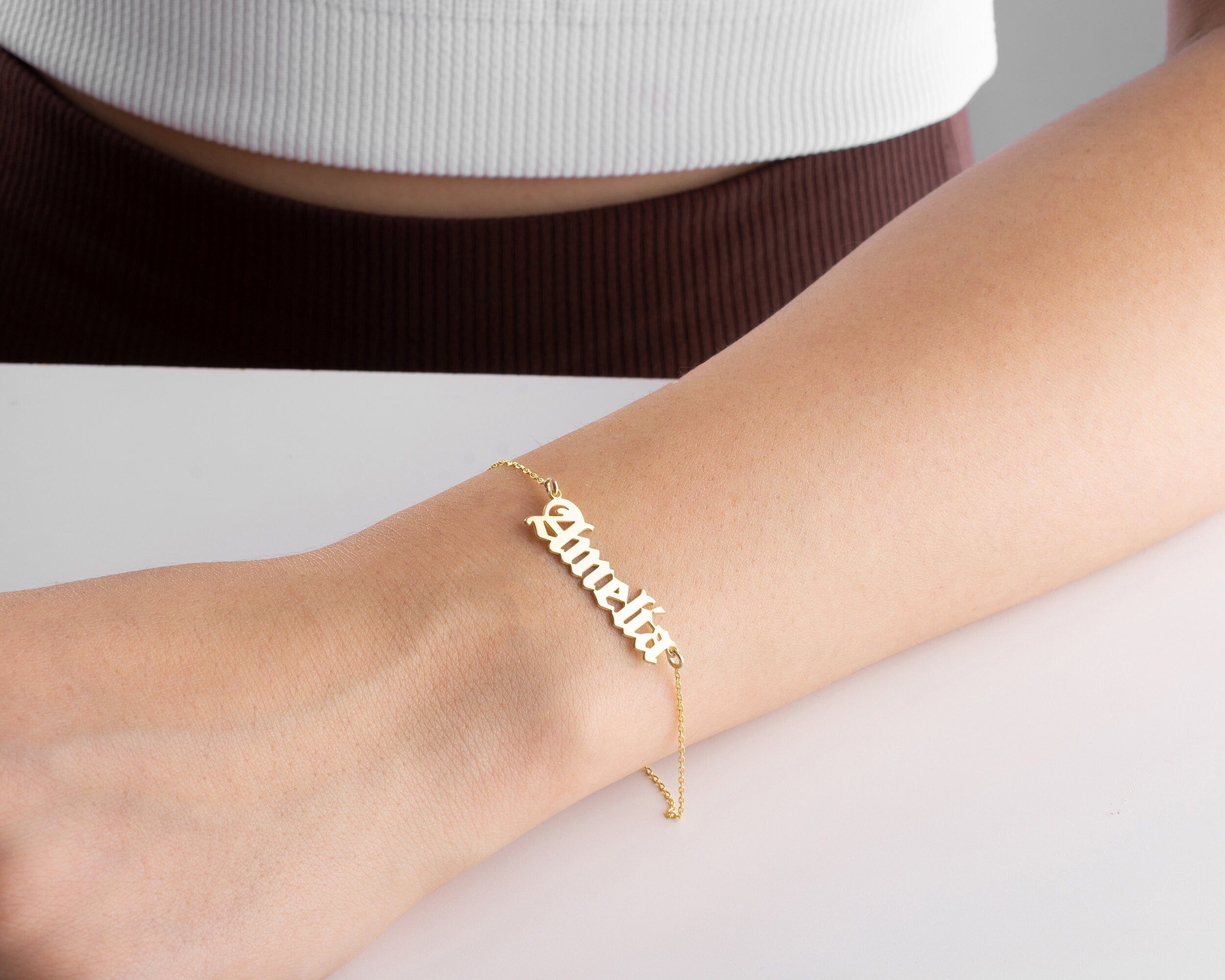 Personalised Name Bracelet, Silver Nameplate Bracelet, Custom Gold Name Jewellery, Christmas, Mother, New Mum, Bridesmaid, Teenage Girl Gift