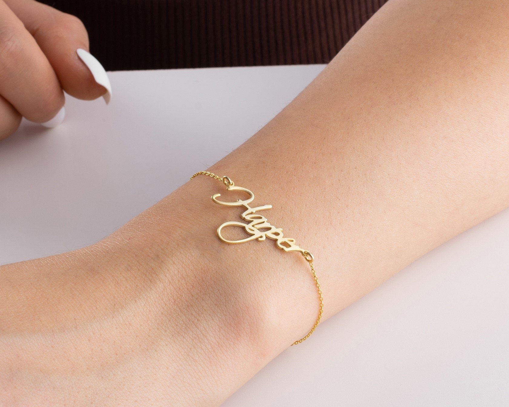 Personalised Name Bracelet, Silver Nameplate Bracelet, Custom Gold Name Jewellery, Christmas, Mother, New Mum, Bridesmaid, Teenage Girl Gift