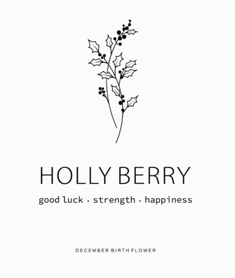 Personalised Birth Month Necklace, Holly Berry December Necklace, Silver Birth Flower Necklace with Birthstone, Daughter Birthday Gift