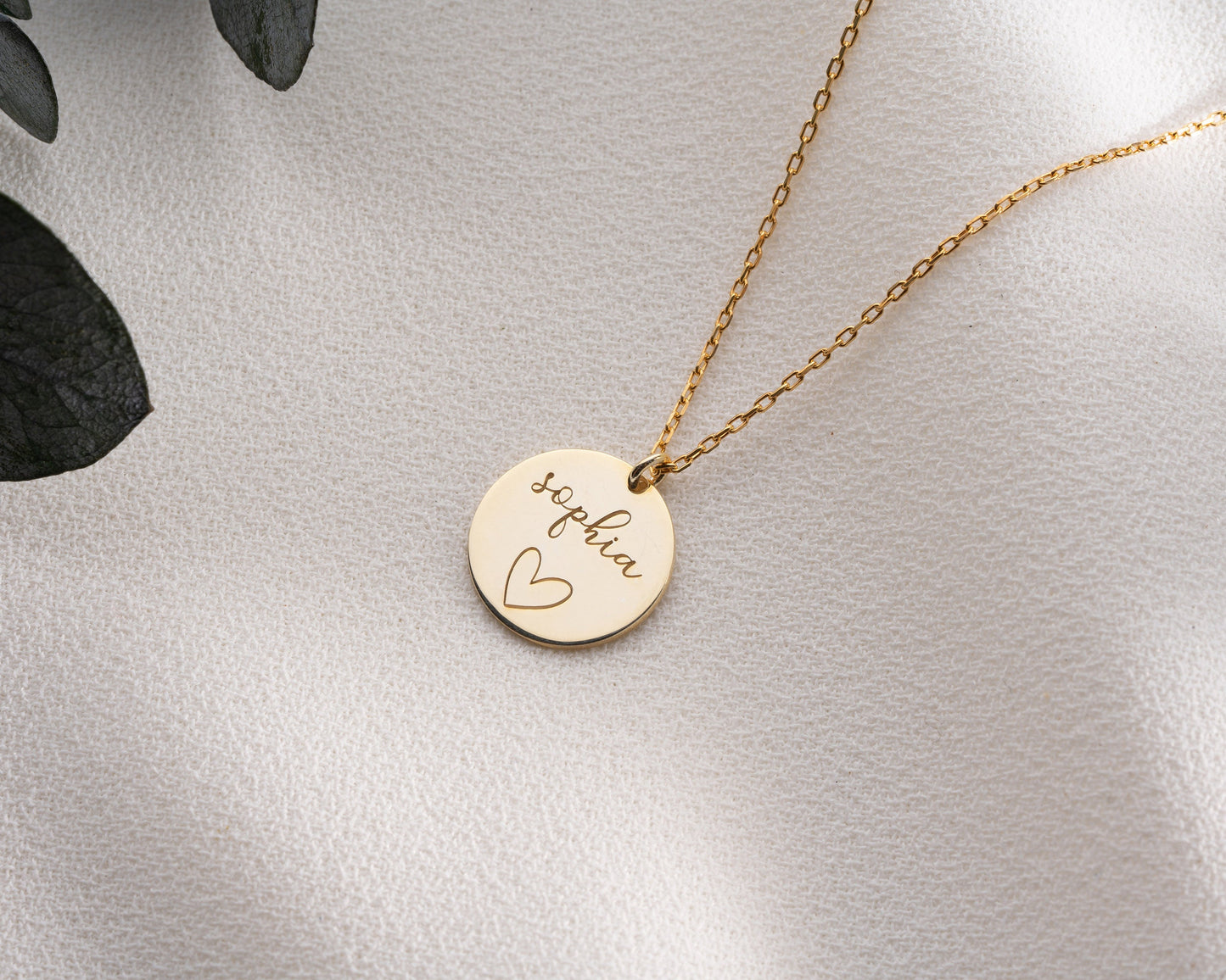 Personalised Disc Name Necklace with Birthstone, Dainty Name Pendant, Engraved Initial Necklace, Teenage Girl Birthday Gift, Mother Day Gift