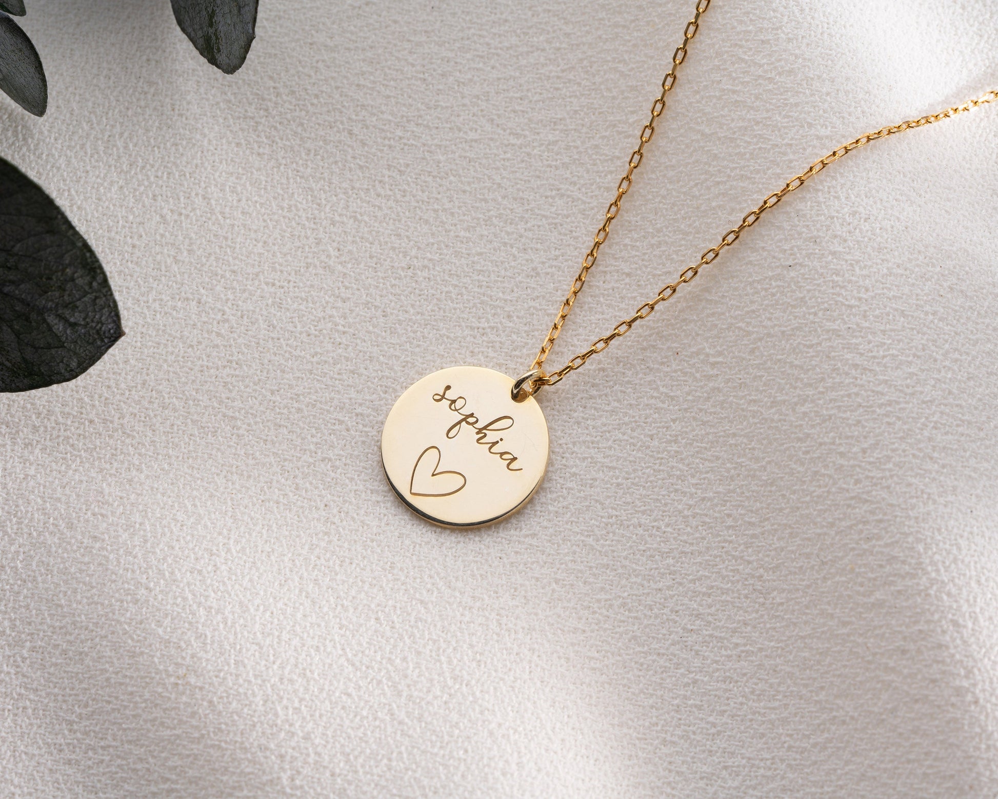 Personalised Disc Name Necklace with Birthstone, Dainty Name Pendant, Engraved Initial Necklace, Teenage Girl Birthday Gift, Mother Day Gift