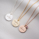 Personalised Disc Name Necklace with Birthstone, Dainty Name Pendant, Engraved Initial Necklace, Teenage Girl Birthday Gift, Mother Day Gift