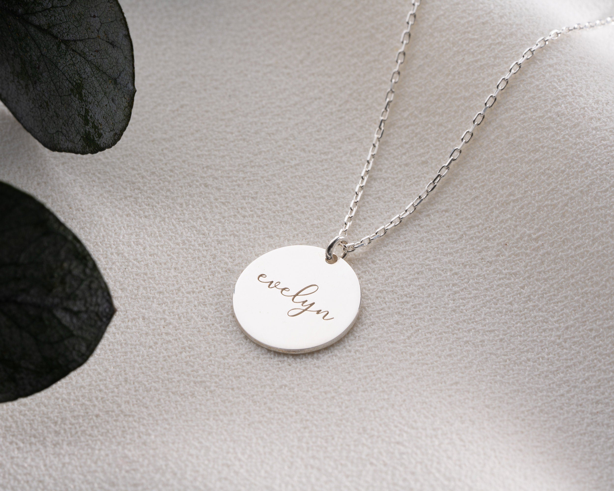 Personalised Disc Name Necklace with Birthstone, Dainty Name Pendant, Engraved Initial Necklace, Teenage Girl Birthday Gift, Mother Day Gift