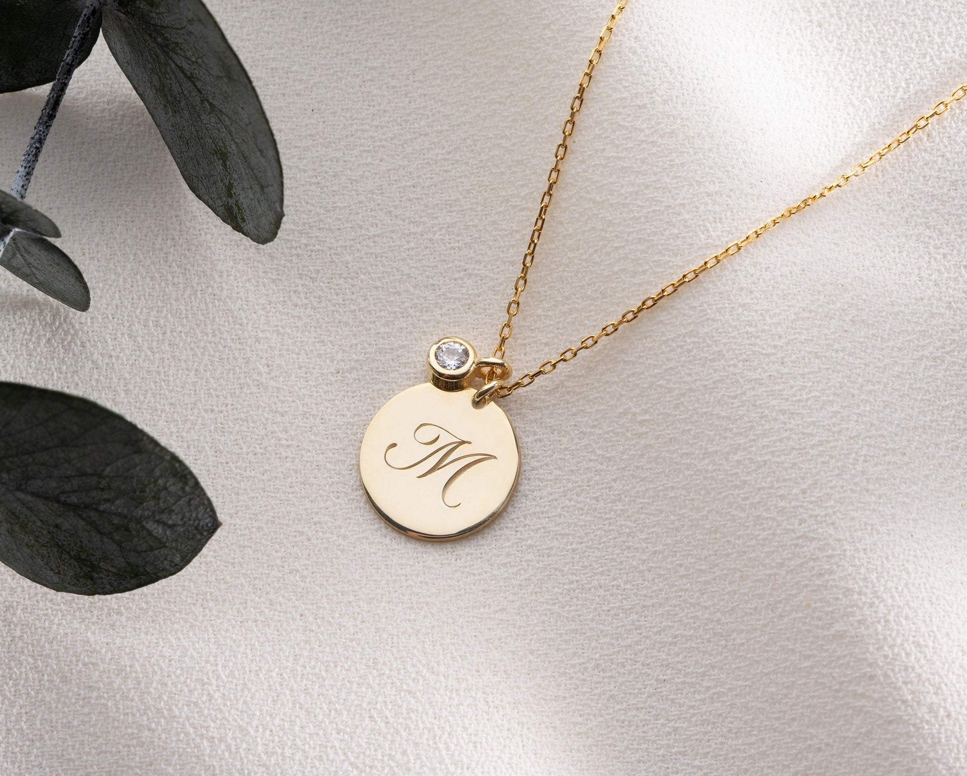 Initial Birthstone Necklace, Gold Initial Disc Necklace, Birthstone Letter Pendant, Christmas, Teenage Girl, Daughter, Personalised Mom Gift