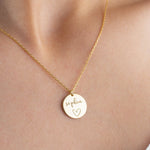 Personalised Disc Name Necklace with Birthstone, Dainty Name Pendant, Engraved Initial Necklace, Teenage Girl Birthday Gift, Mother Day Gift