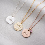 Personalised Disc Name Necklace with Birthstone, Dainty Name Pendant, Engraved Initial Necklace, Teenage Girl Birthday Gift, Mother Day Gift