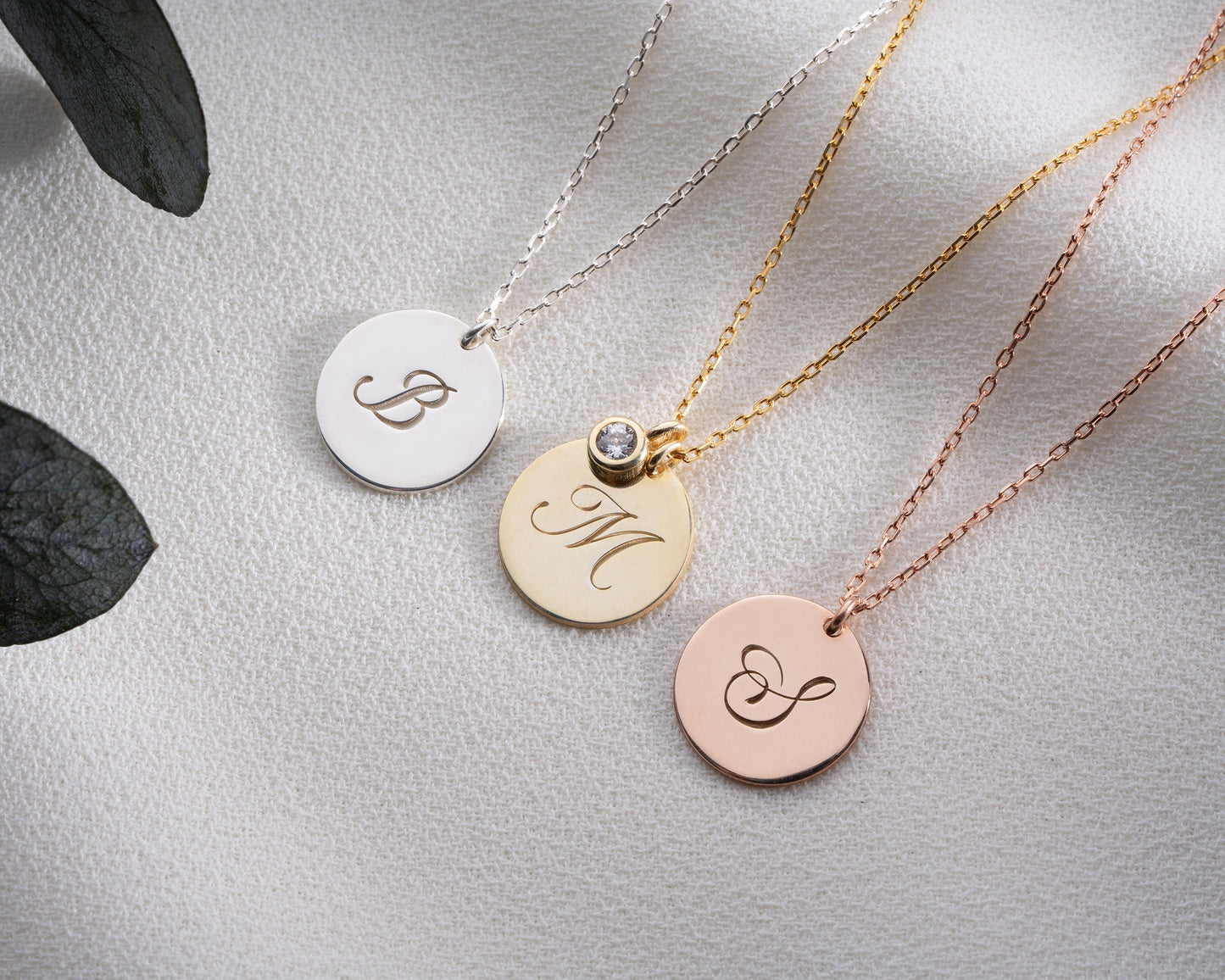 Initial Birthstone Necklace, Gold Initial Disc Necklace, Birthstone Letter Pendant, Christmas, Teenage Girl, Daughter, Personalised Mom Gift