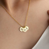 Personalised Double Initial Necklace, 2 Initial Disc Necklace, Couple Name Necklace, Dainty Letter Pendant, Mothers Day Gift
