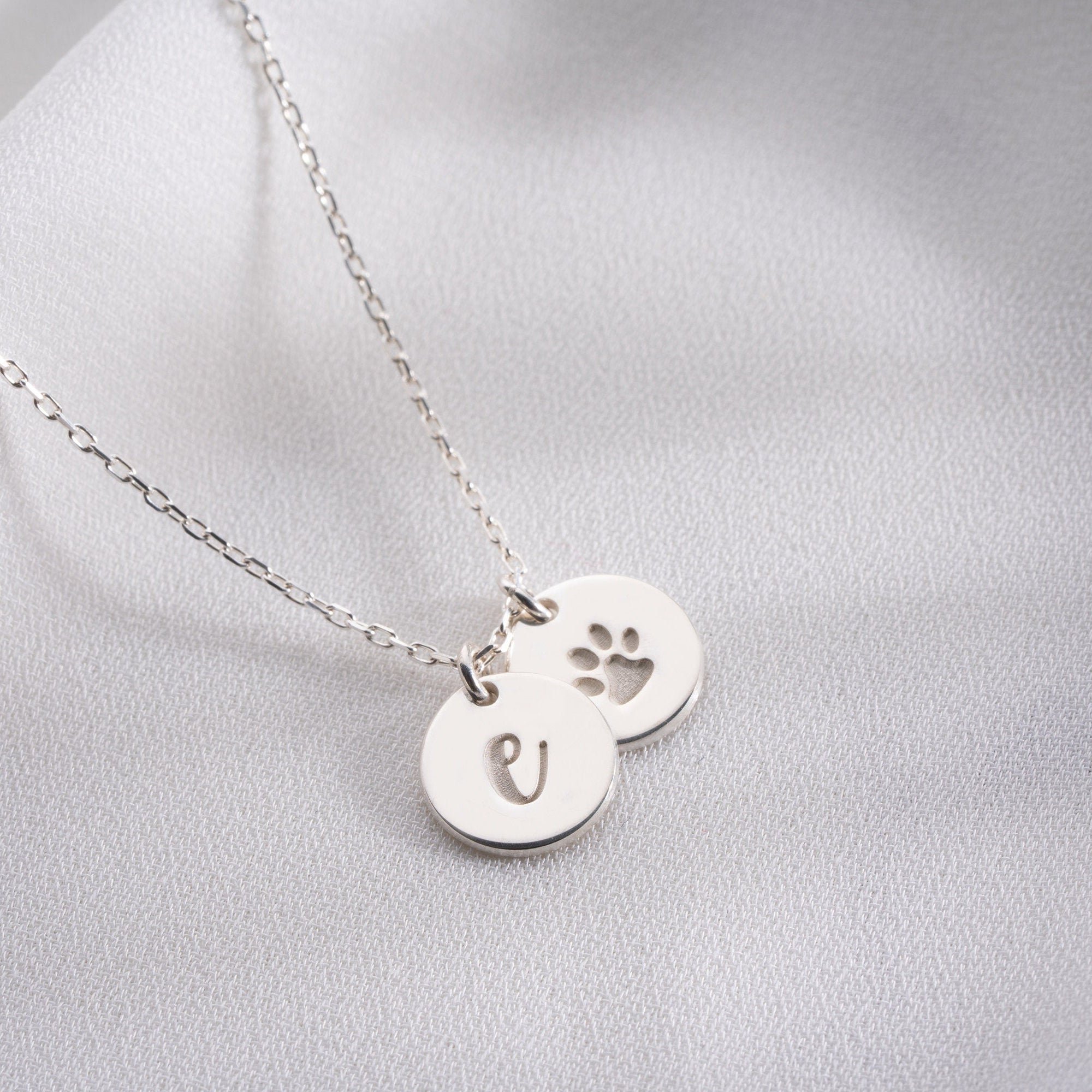 Personalised Double Initial Necklace, 2 Initial Disc Necklace, Couple Name Necklace, Dainty Letter Pendant, Mothers Day Gift