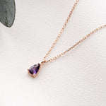 February Birthstone Necklace, Amethyst Birthstone Necklace, February Birthday Gift for Women, Teardrop Birthstone Pendant, Mothers Day Gift