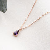 February Birthstone Necklace, Amethyst Birthstone Necklace, February Birthday Gift for Women, Teardrop Birthstone Pendant, Mothers Day Gift