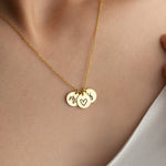 Personalised Double Initial Necklace, 2 Initial Disc Necklace, Couple Name Necklace, Dainty Letter Pendant, Mothers Day Gift