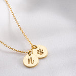 Paw Necklace with Initial, Pet Loss Necklace, Dog Memorial Necklace, Pet Memorial Necklace