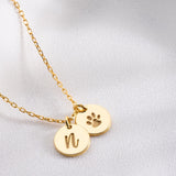 Paw Necklace with Initial, Pet Loss Necklace, Dog Memorial Necklace, Pet Memorial Necklace