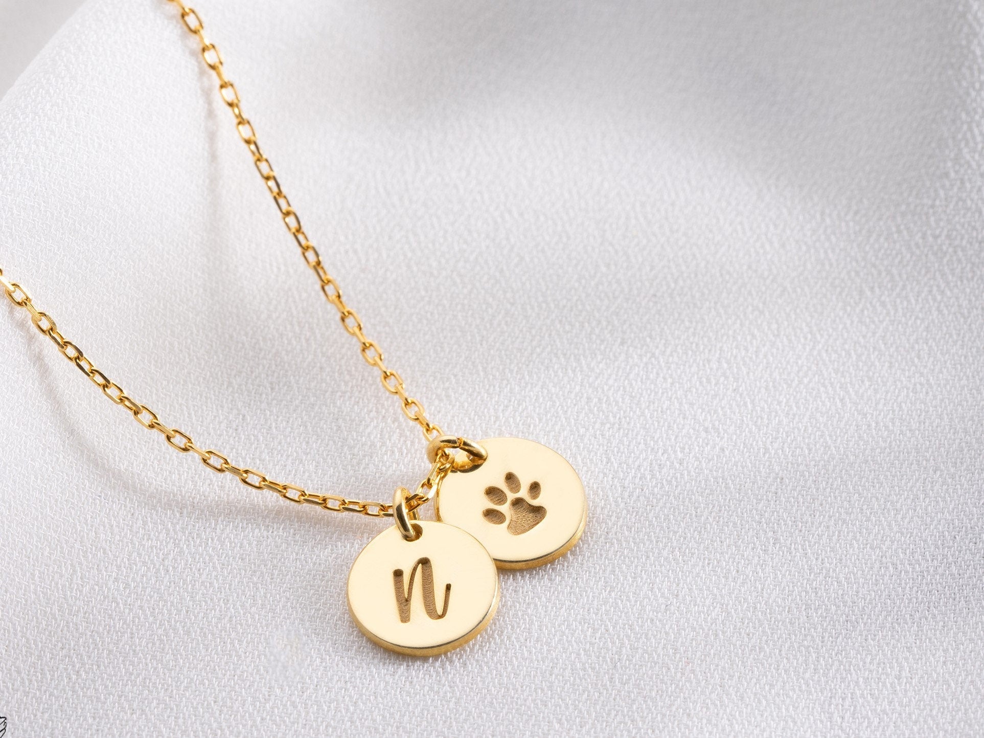 Paw Necklace with Initial, Pet Loss Necklace, Dog Memorial Necklace, Pet Memorial Necklace
