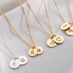 Personalised Double Initial Necklace, 2 Initial Disc Necklace, Couple Name Necklace, Dainty Letter Pendant, Mothers Day Gift