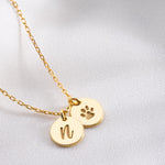 Paw Necklace with Initial, Pet Loss Necklace, Dog Memorial Necklace, Pet Memorial Necklace