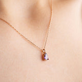 February Birthstone Necklace, Amethyst Birthstone Necklace, February Birthday Gift for Women, Teardrop Birthstone Pendant, Mothers Day Gift