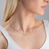 14k Gold Multiple Pearl Necklace, Tiny Pearl Necklace, Dainty Wedding Necklace, Bride Pearl Jewellery, Bridesmaid Necklace