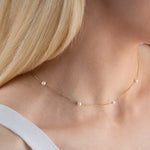 14k Gold Multiple Pearl Necklace, Tiny Pearl Necklace, Dainty Wedding Necklace, Bride Pearl Jewellery, Bridesmaid Necklace