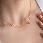 Multiple name necklace for women in 925 sterling silver gold plated with 2 personalized names
