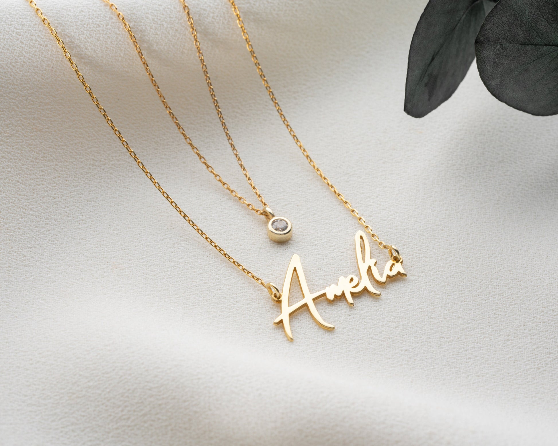 Layered Name Necklace with Birthstone, Gold Name Necklace, Personalised Gift for Wife, 2 Layered Necklace, Birthday, Girls Graduation Gift