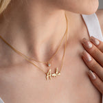 Layered Name Necklace with Birthstone, Gold Name Necklace, Personalised Gift for Wife, 2 Layered Necklace, Birthday, Girls Graduation Gift