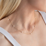 14k Gold Multiple Pearl Necklace, Tiny Pearl Necklace, Dainty Wedding Necklace, Bride Pearl Jewellery, Bridesmaid Necklace