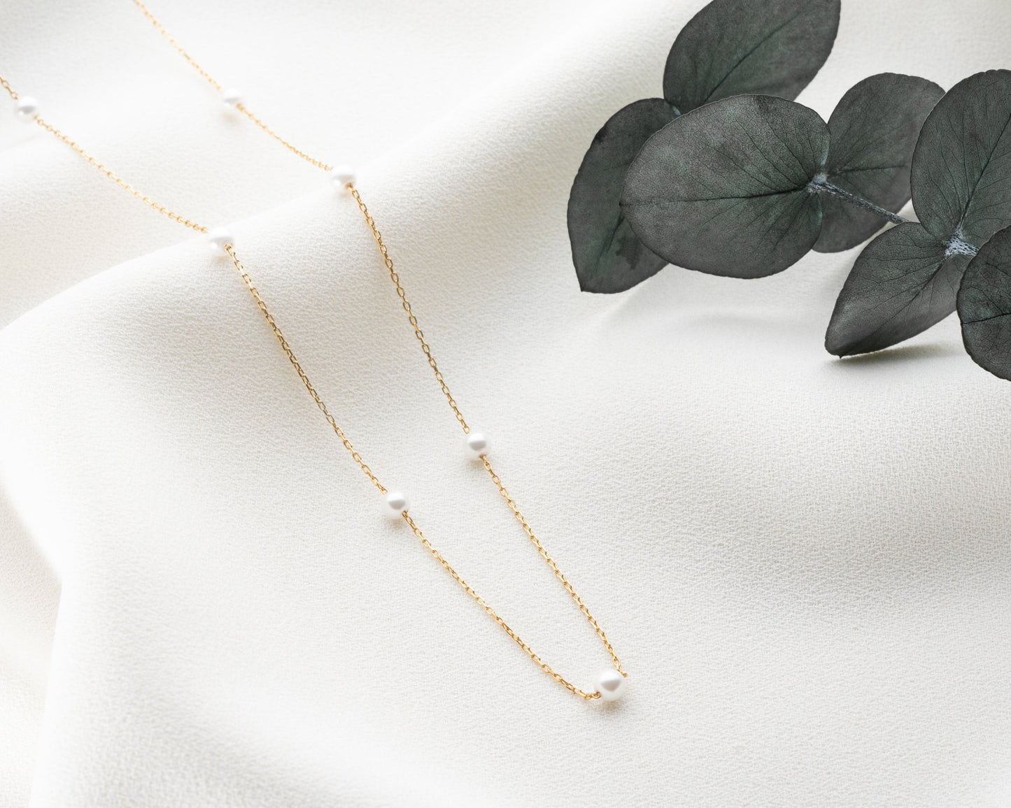 14k Gold Multiple Pearl Necklace, Tiny Pearl Necklace, Dainty Wedding Necklace, Bride Pearl Jewellery, Bridesmaid Necklace