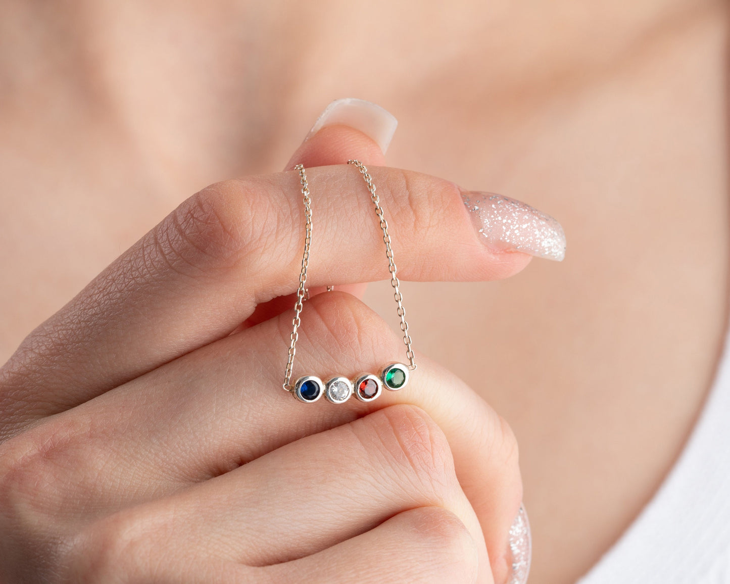 Dainty Birthstone Necklace, Family Birthstone Necklace, Birthstone Jewelry, Mother Necklace, Mother Birthday Gift, Christmas Gift for Women