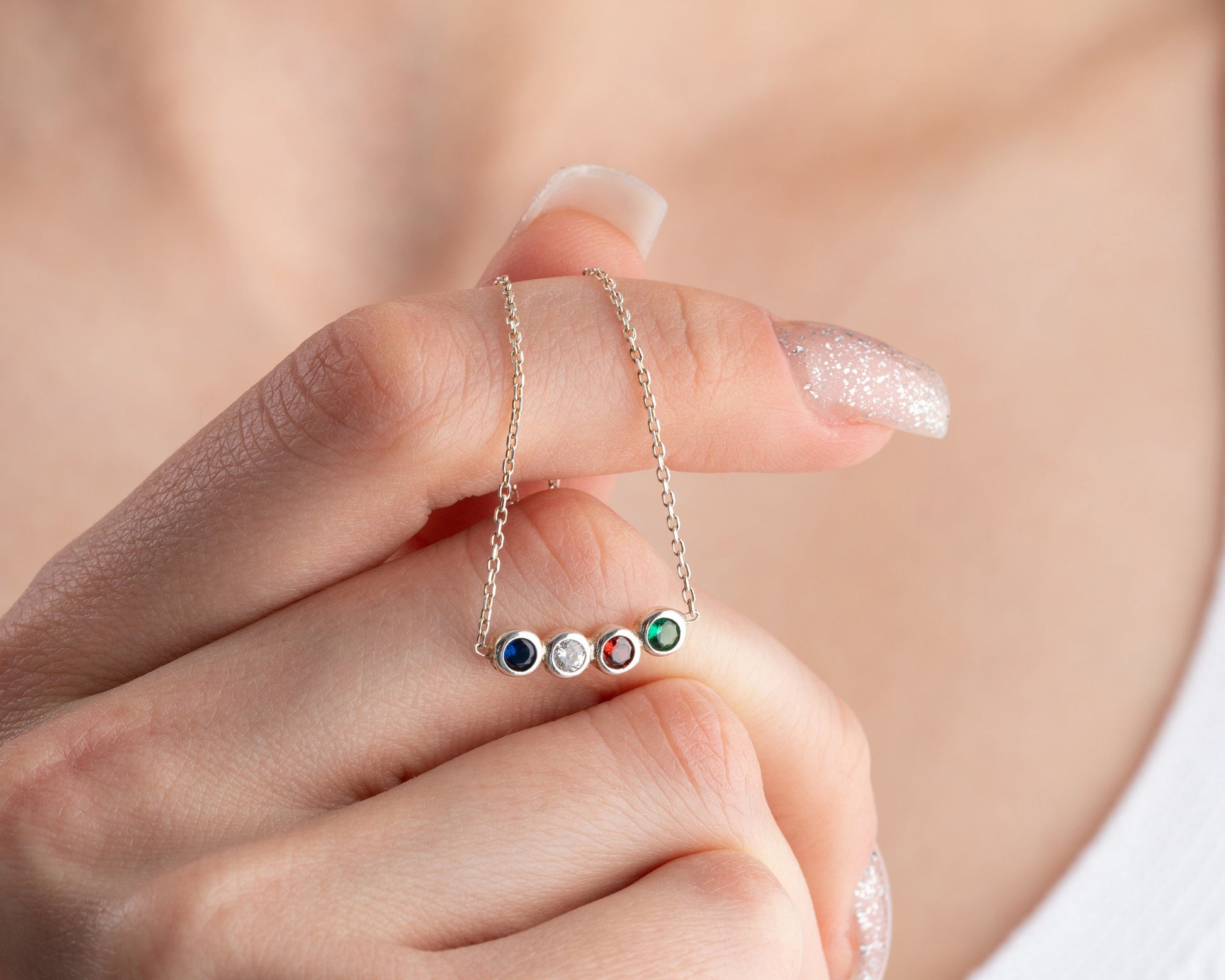 Dainty Birthstone Necklace, Family Birthstone Necklace, Birthstone Jewelry, Mother Necklace, Mother Birthday Gift, Christmas Gift for Women