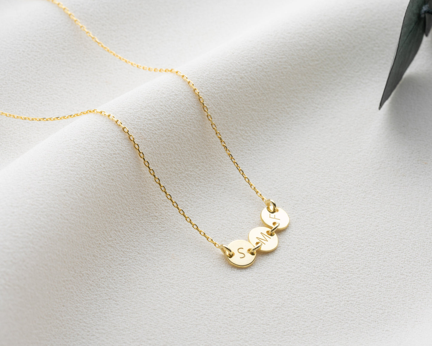 Gold Initial Discs Necklace, Tiny Disc Necklace, Monogram Necklace, Kids Initials Jewellery, Simple Pet Initial Necklace, Gift for Mother