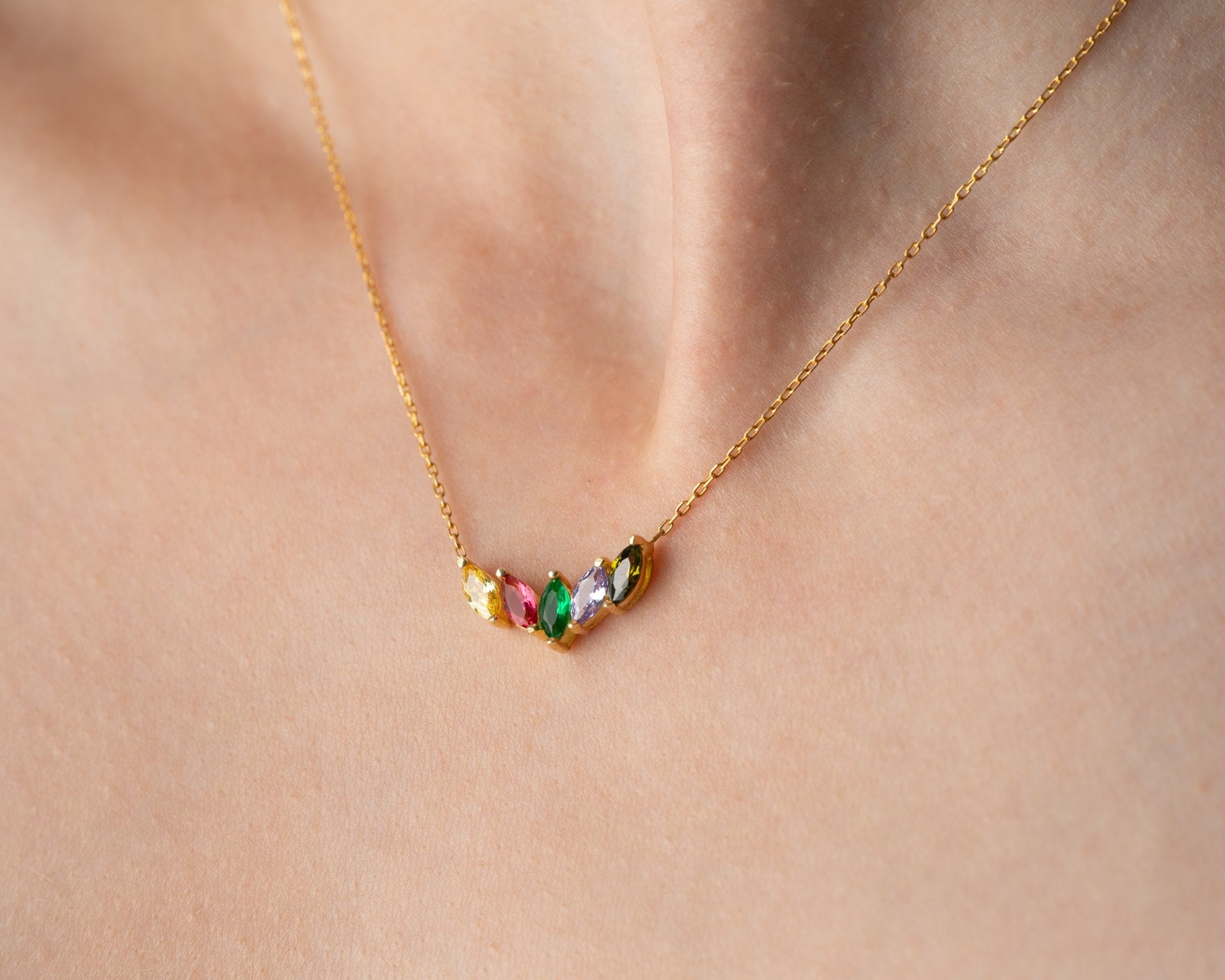 Personalized Family Birthstone Necklace - Custom Mother's Jewelry - Multi Birth Stone Necklace - Gift for Her - Grandma Necklace