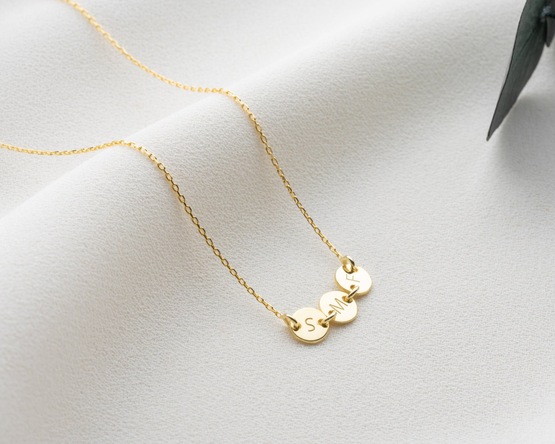 Gold Initial Discs Necklace, Tiny Disc Necklace, Monogram Necklace, Kids Initials Jewellery, Simple Pet Initial Necklace, Gift for Mother