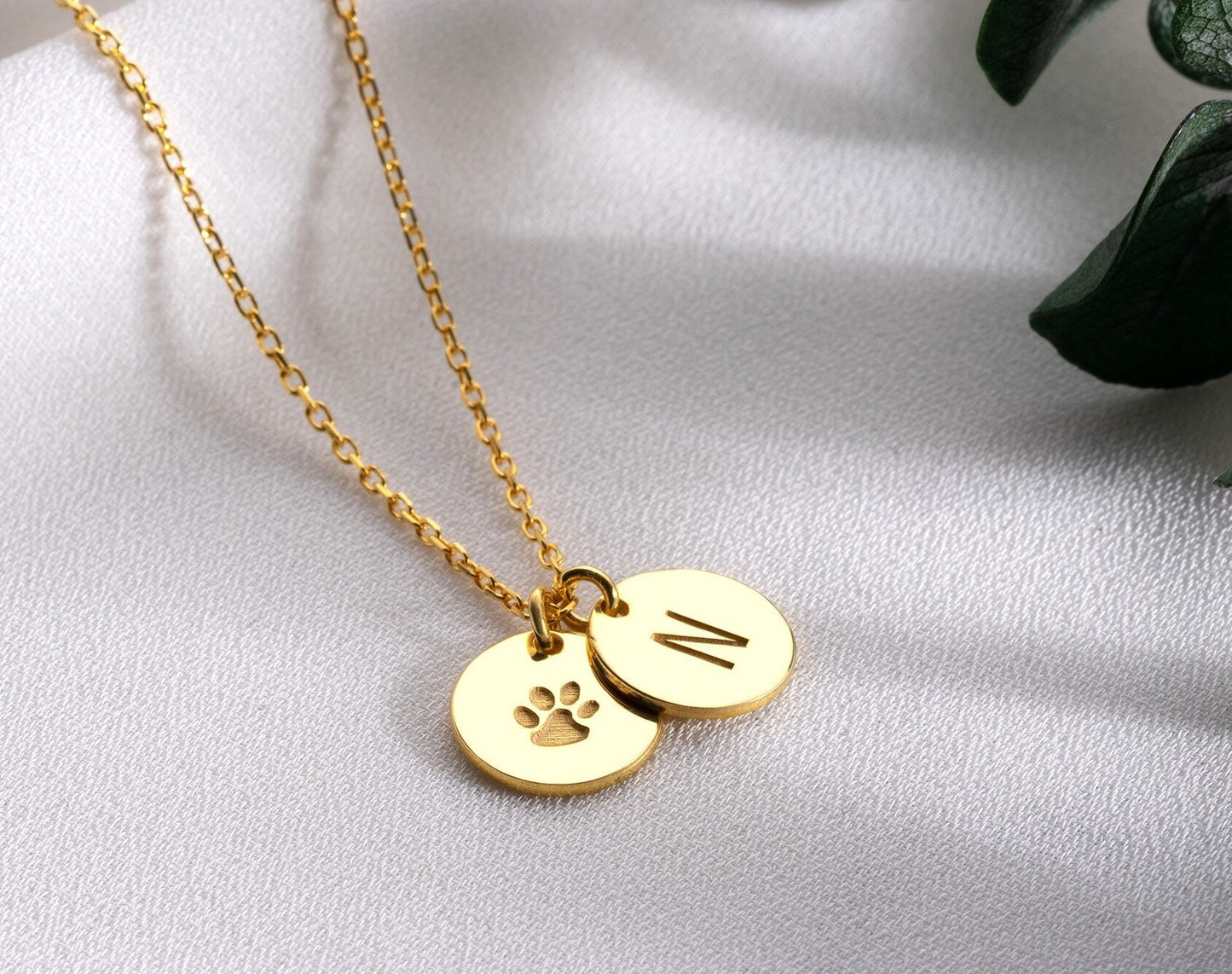 Paw Necklace with Initial, Pet Loss Necklace, Dog Memorial Necklace, Pet Memorial Necklace