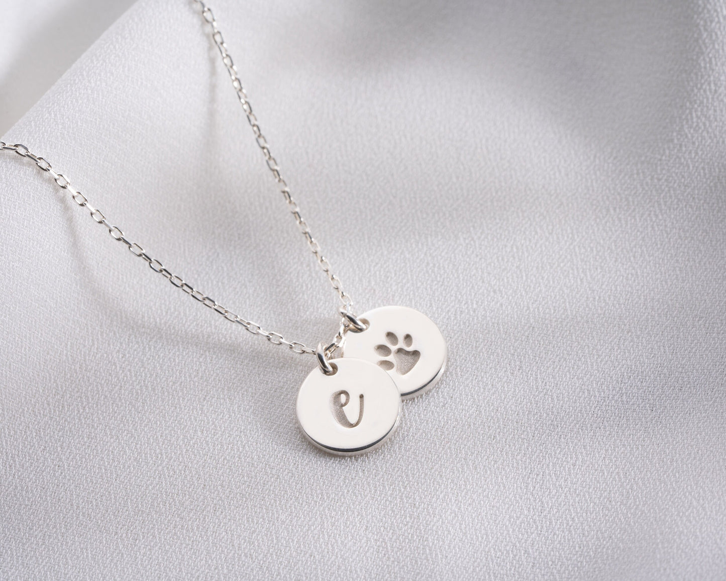 Paw Necklace with Initial, Pet Loss Necklace, Dog Memorial Necklace, Pet Memorial Necklace