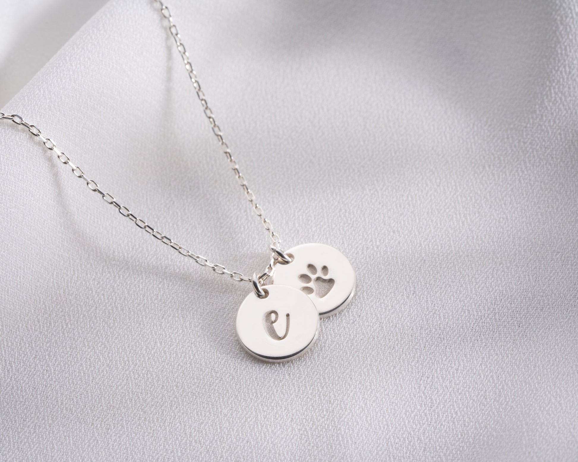 Paw Necklace with Initial, Pet Loss Necklace, Dog Memorial Necklace, Pet Memorial Necklace