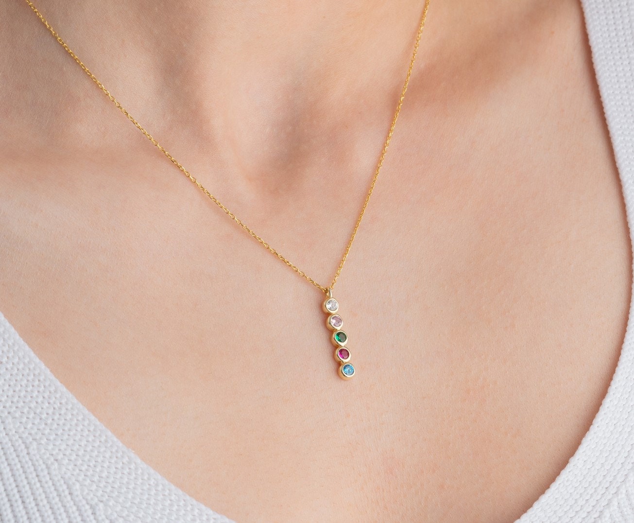 Family Birthstone Necklace, Birthstones Jewelry, Mothers Day Gift, Mom Necklace