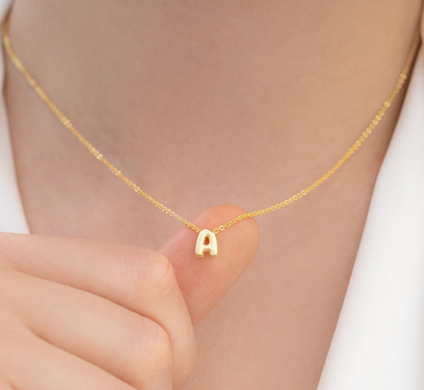 Bubble Initial Necklace Gold, 3D Letter Necklace, Dainty Initial Necklace, Mothers Day Gift, Mom Birthday Gift