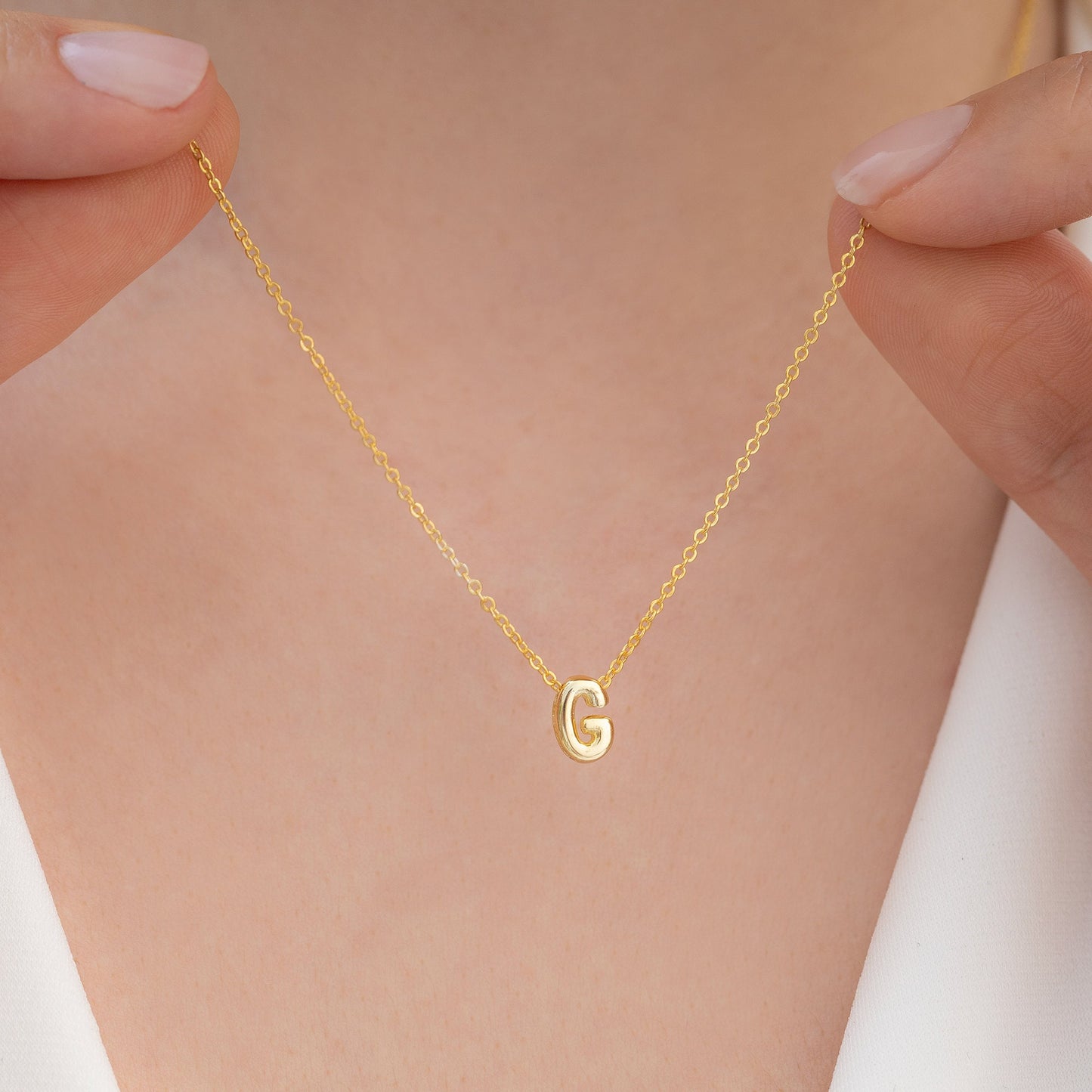 Bubble Initial Necklace Gold, 3D Letter Necklace, Dainty Initial Necklace, Mothers Day Gift, Mom Birthday Gift
